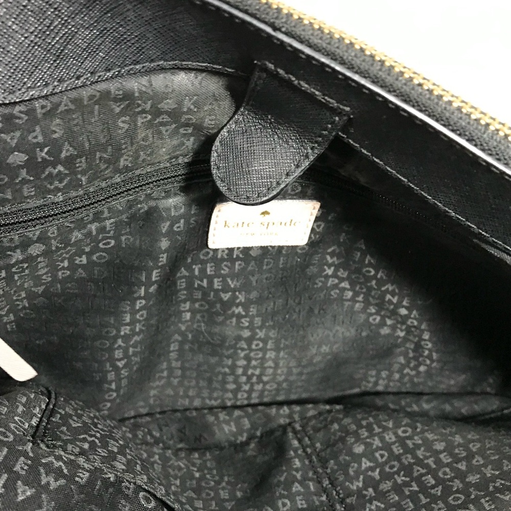 kate spade Large Black Satchel with Beige Bow Trim - Picture 9 of 11